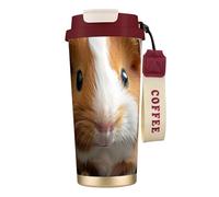 WOmeng Tasse à café en acier inoxydable avec imprimé cochon d'Inde - Pour le bureau, le camping, le quotidien