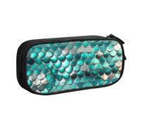 WOmeng Trousse à crayons avec imprimé écailles de sirène pour l'école, le bureau, les stylos, les crayons, les fournitures scolaires, Noir , Taille unique, Ensemble cartable