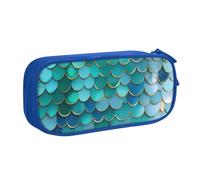 WOmeng Trousse à crayons avec imprimé écailles de sirène pour l'école, le bureau, les stylos, les crayons, les fournitures scolaires, bleu, Taille unique, Ensemble cartable