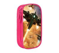 WOmeng Trousse à crayons pratique avec impression avions de chasse pour fournitures scolaires stylos crayons accessoires artistiques diverses occasions, rose, Taille unique, Poche de rangement