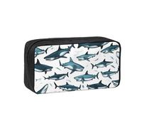Womeng Trousse à crayons spacieuse avec motif de requin avec différents gestes imprimés pour adultes, grande capacité, pour bureau, maison