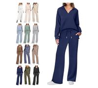 Women's 2 Piece Sets Outfits Casual Long Sleeve Sweatsuits Sets(Dark Blue,S)