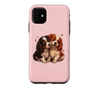Womens 2 Puppies Two Tricolor Cavalier King Charles Spaniel Coque pour iPhone 11