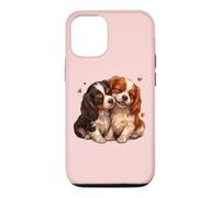 Womens 2 Puppies Two Tricolor Cavalier King Charles Spaniel Coque pour iPhone 12/12 Pro