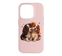 Womens 2 Puppies Two Tricolor Cavalier King Charles Spaniel Coque pour iPhone 14 Pro