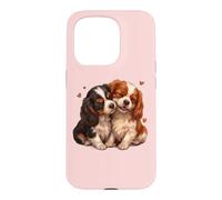 Womens 2 Puppies Two Tricolor Cavalier King Charles Spaniel Coque pour iPhone 15 Pro