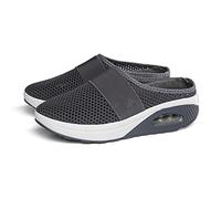 Women's Air Cushion Slip-on Walking Shoes, Orthopedic Diabetic Walking Shoes, Breathable with Arch Support Knit Casual Shoes for Indoor Outdoor (Dark Gray,38)
