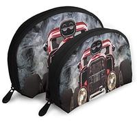 Womens American Hot Rod Roadster withBackground Voyage Cosmétique Sacs Étanche 2PC Maquillage Pochette Cosmétique Et Articles De Toilette Organisateur Sac Portable Voyage Trousse De Toilette Filles