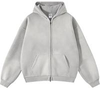 Womens and Mens Zip Up Hoodies Long Sleeve Fall Oversized Sweatshirts Acid Wash Y2K Jacket with Pockets (04,Small)