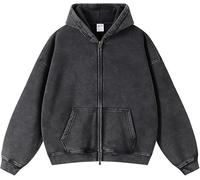 Womens and Mens Zip Up Hoodies Long Sleeve Fall Oversized Sweatshirts Acid Wash Y2K Jacket with Pockets (01,XX-Large)