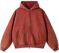 Womens and Mens Zip Up Hoodies Long Sleeve Fall Oversized Sweatshirts Acid Wash Y2K Jacket with Pockets (02,Small)