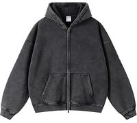 Womens and Mens Zip Up Hoodies Long Sleeve Fall Oversized Sweatshirts Acid Wash Y2K Jacket with Pockets (01,Small)
