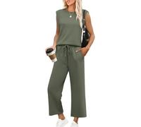 Women's Autumn Loose-Fitting Sleeveless Set with Round Neck Top and Wide-Leg Pants, Comfortable Casual Outfit for Everyday Wear