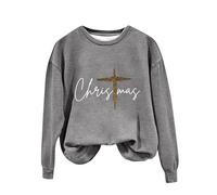 Women's Autumn/Winter Solid Color Crew Collar Loose Long Sleeved Print Hoodie Women's Fall Winter Streetwear Jumpers Sweatshirt (Grey, S) k768