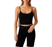 Women's Basic Ribbed Camisole Top Spaghetti Strap Crop Tank Top Summer Casual Sleeveless Undershirt Layering Blouse for Daily Wear