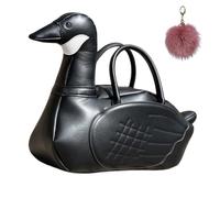 Women's Black Swan Shape Handbag,3D Black Swan PU Leather Crossbody Bag,Large Capacity Versatile Fashion Shoulder Bag