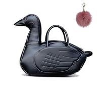 Women's Black Swan Shape Handbag,3D Black Swan PU Leather Crossbody Bag,Large Capacity Versatile Fashion Shoulder Bag