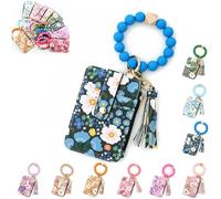 Women's Boho Beaded Wallet, 2025 New Boho Style Beaded & Tassel Decorated Keychain, Credit Card Wristlet Wallet (7)