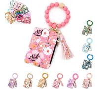 Women's Boho Beaded Wallet, 2025 New Boho Style Beaded & Tassel Decorated Keychain, Credit Card Wristlet Wallet (3)