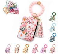 Women's Boho Beaded Wallet, 2025 New Boho Style Beaded & Tassel Decorated Keychain, Credit Card Wristlet Wallet (1)