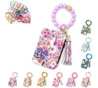 Women's Boho Beaded Wallet, 2025 New Boho Style Beaded & Tassel Decorated Keychain, Credit Card Wristlet Wallet (6)