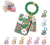 Women's Boho Beaded Wallet, 2025 New Boho Style Beaded & Tassel Decorated Keychain, Credit Card Wristlet Wallet (9)