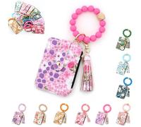 Women's Boho Beaded Wallet, 2025 New Boho Style Beaded & Tassel Decorated Keychain, Credit Card Wristlet Wallet (2)