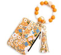 Women's Boho Beaded Wallet, Boho Style Beaded Tassel Keychain Wallet, Credit Card Holder Purse (Yellow)