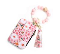 Women's Boho Beaded Wallet & Tassel Decorated Keychain, New Multiple ID Card Slots Bracelet Keychain Wallet, for Women (C#!)