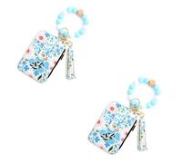 Women's Boho Beaded Wallet & Tassel Decorated Keychain, New Multiple ID Card Slots Bracelet Keychain Wallet, for Women (C#17)
