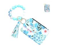 Women's Boho Beaded Wallet with Tassel, Floral and Fruit Pattern Wristlet Keychain Card Holder, Handmade Clutch Purse with Zipper, Ethnic Embroidered Coin Purse for Travel, Party, Everyday Use