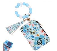 Women's Boho Beaded Wallet with Tassel, Floral and Fruit Pattern Wristlet Keychain Card Holder, Handmade Clutch Purse with Zipper, Ethnic Embroidered Coin Purse for Travel, Party, Everyday Use