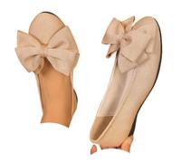 Women's Bowknot Ballet Flats, Mary Jane Shoes Lightweight Comfortable Work Flat Shoe for Women Office (Khaki,39)