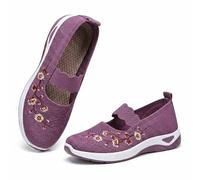 Women's Breathable Wide Orthopedic Knit Slip-on Soft Shoes | Non-Slip Arch Support, Lightweight Mesh, Soft Sole Cushion, Elastic Strap, Comfortable Trainers, Casual Everyday Wear