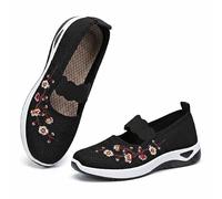 Women's Breathable Wide Orthopedic Knit Slip-on Soft Shoes | Non-Slip Arch Support, Lightweight Mesh, Soft Sole Cushion, Elastic Strap, Comfortable Trainers, Casual Everyday Wear