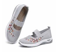 Women's Breathable Wide Orthopedic Knit Slip-on Soft Shoes | Non-Slip Arch Support, Lightweight Mesh, Soft Sole Cushion, Elastic Strap, Comfortable Trainers, Casual Everyday Wear