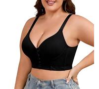 Women's Button Front Bra. Fashion Backless Comfortable Adjustable Straps and Cups. Seamless ., Black, XL(Black,4XL)