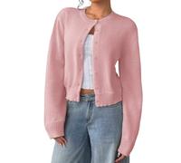 Women's Button Up Knit Cardigan Crew Neck Long Sleeve Sweater