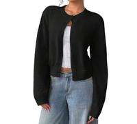 Women's Button Up Knit Cardigan Crew Neck Long Sleeve Sweater