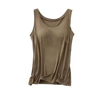 Women's Camisole with Built-in Bra, Sleeveless Tank Top for Yoga, Workout & Casual Wear, Soft Supportive Top (Army Green,TTG)