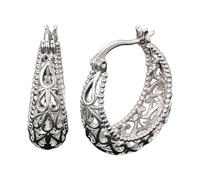 Women's Carved Openwork U Shaped Earrings Moules Moules Nettoyeur Bijoux (Silver, One Size)