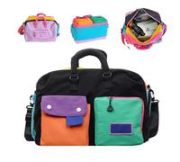 Womens Casual Color Block Overnight Bag,Large Travel Duffle Tote Bag，Black