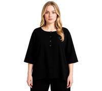 Women's Casual Linen Blend Tunic Top with Button Placket, Loose Fit 3/4 Sleeve Solid Color Blouse for Summer Spring, Comfortable Cotton Shirt