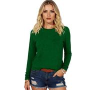 Women's Casual Long Sleeve Crew Neck T-Shirt Solid Color Basic Top Soft Relaxed Fit Pullover Blouse for Daily Wear Spring Fall【