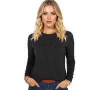 Women's Casual Long Sleeve Crew Neck T-Shirt Solid Color Basic Top Soft Relaxed Fit Pullover Blouse for Daily Wear Spring Fall【