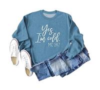 Women's Casual Pullover Sweatshirt, Long Sleeve Crewneck Graphic Top for All Year Round