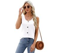 Women's Casual Sleeveless Tank Top with Front Buttons Soft Ribbed Knit Scoop Neck Summer Basic Camisole for Daily Wear Beach Vacation