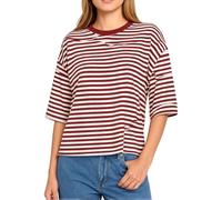 Women's Casual Striped T-Shirt Loose Fit Crew Neck Short Sleeve Cropped Top Summer Beach Vacation Basic Tee Shirt for Ladies Girls Trendy Fashion
