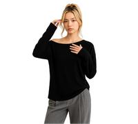 Women's Casual Wide Neckline Long Sleeve T-Shirt Slim Fit Boat Neck Top Soft Stretchy Basic Blouse for Daily Wear Fall Winter Fashion Essential