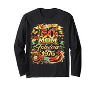 Womens Chapter 50 Mom Fabulous Since 1976 50th Birthday Manche Longue